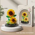 Sunflower building block set in glass dome with gift box display, 102mm height - M3112 Sunflower / 249pcs/Base Model