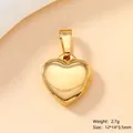 Polished golden heart pendant 12x14x3.5mm made of durable stainless steel 2.7g - Gold Heart (82)