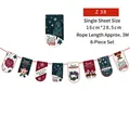 Christmas paper banner with 8 festive cartoon designs including Santa and Reindeer - Z38-Retro Holiday Style