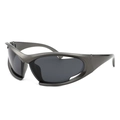 Y2K steampunk sunglasses in gunmetal frame with black lenses for sports and fashion - Dark Grey (C4)