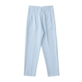 Detailed flat lay of light blue straight-leg trousers with high-quality textured fabric - XS / Light Blue