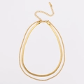 Dettaglio della collana a doppio strato con catena a serpente dorata e maglia a fune - Oro 24K