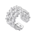 Detail of silver cuff ring featuring intricate woven mesh texture and beaded edges - Metal Woven Mesh Texture Style (White Gold Color)
