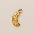 Detailed macro view of an 18k gold plated feather pendant with fine metallic textures - Feather Pendant
