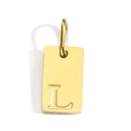 Close-up of a polished gold rectangular pendant featuring an engraved capital letter L - Pendant L (Without Chain)