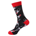 Schwarze Socken mit Lippenstift-Blitz-Print und roten Details an Zehen und Ferse - Einheitsgröße / Schwarz Blitz Lippenstift (1027)