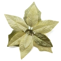 Artificial champagne gold poinsettia flower with glitter petals for Christmas trees - 25cm / Gold