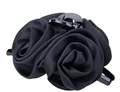 Elegante pinza per capelli grande in raso nero con rose per acconciatura a coda - Nero