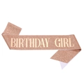 Glittery rose gold birthday girl sash with sparkling texture on a white background - One Size / Rose Gold With Rose Gold Text