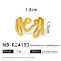 Detaillierte Größenangaben für den unregelmäßigen Goldwellenring aus Edelstahl - Einstellbar Offen / Irregulärer Wellen-Stil (NB-R24193) / Gold