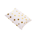 Elegante scatola regalo a cuscino bianca con pois dorati su sfondo bianco pulito - Pois Dorati / 14*10*2.8cm