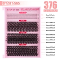 DIY eyelash extension kit with 376 clusters featuring various lengths from 5mm to 16mm - DIY-SET-565 Pink Tray 376 Clusters