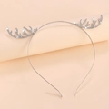 Glittering silver reindeer antler headband with sparkling rhinestones for Christmas party - Reindeer Style / Silver