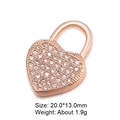 Rose gold heart padlock pendant with pavé cubic zirconia for DIY jewelry making - Rose Gold Heart Padlock with Zirconia (L0105-C)