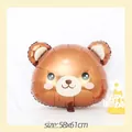 Cute brown bear animal head foil balloon for birthday party decor, size 58x61cm - SL Korean Bear Head