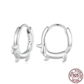 Polished S925 sterling silver dachshund puppy hoop earrings for women in shiny silver - 925 Silver / Silver