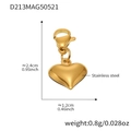 Goldener Herzanhänger aus Edelstahl mit präzisen Größen- und Gewichtsangaben im Detail - 4 Stück Goldener Polierter Herz-Anhänger