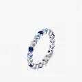 S925 Sterling Silber Ring mit einem Farbverlauf aus blauen Edelsteinen - US Größe 5 / Silber