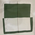 Minimalist green and beige checkered satin square scarf with a smooth silk-like finish - Dark Green Patchwork Square Scarf / 65