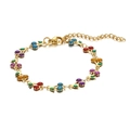 Bohemian 14K gold plated chain bracelet with colorful glitter cherry charms and lobster clasp - Gold Multicolor
