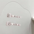 Pink cat eye press-on toenails featuring butterfly ornaments and sparkling rhinestones - Toenail B35 (Pink Purple Cat Eye Butterfly) / S