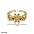 Anillo abierto de margarita en oro de 18k con circón y dimensiones del producto - Estilo de Fila de Flores (FR40790205)