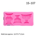 Pink silicone mold with three vintage vase designs for DIY resin and fondant art - Pink