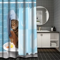 Divertida cortina de ducha 3D con un gato atigrado bañándose en la bañera - Gato en la bañera - YS118 / 90*180cm
