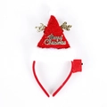 Cerchietto natalizio luminoso con cappello di Babbo Natale rosso e corna di cervo dorate - Cappello Di Natale Rosso Peluche