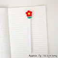 Cartoon gel pen with red flower topper on white barrel, 16.5cm length and 7g weight - Red Small Flower