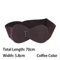 Elastic coffee brown waist belt with shaped buckle, 70cm length and 5.8cm width - 70cm / Coffee