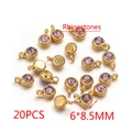 Pendentif pierre de naissance 6mm en acier doré avec cristal violet pour bijoux DIY - Ensemble de 20 Pièces / Mauve Clair
