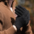 Men's winter knit gloves in black with ribbed cuffs for outdoor windproof warmth - XL / DZ142 Black