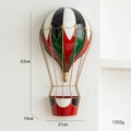Hot air balloon iron wall planter with red and white stripes for Christmas decor - Retro Red Green Color Block Hot Air Balloon Wall Decor