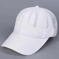 Detail of white quick-dry baseball cap featuring breathable eyelets and reinforced stitching - M (56-58cm) / White