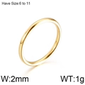 Minimalist 2mm gold-toned stainless steel stacking ring in polished finish - Gold