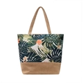 Tropical leaf pattern canvas and jute tote bag with large capacity for beach or daily use - Style 1/Tropical Plants