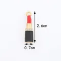 Lipstick pendant in red and gold enamel with rhinestones for DIY jewelry making - Red Lipstick (0.6CM×2.6CM)