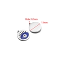 Silver stainless steel evil eye oval pendant charm with dimensions of 15mm and 1.2mm hole - 15mm Silver Round Evil Eye (Royal Blue)