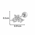 Silver flower stud earring with sparkling crystals and screw back ball closure - Flower Style (2604-3#) / Silver