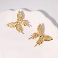 Orecchini a perno a farfalla dorati minimalisti in acciaio inossidabile lucido su ceramica - Oro