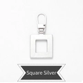 Universal silver square zipper pull replacement with spring hook for bags and jackets - Square Silver