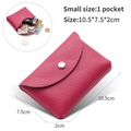 Mini portamonete rosa in pelle con misure 10,5x7,5x2cm e dettaglio della capacità interna - Strato Singolo / Rosso