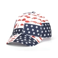 Tie-dye baseball cap featuring red fish print and blue starry flag style patterns - American Patchwork Print Style (31#)