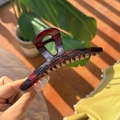 Close-up of red-brown tortoiseshell hair claw with strong alloy spring in natural sunlight - Glossy Tortoise Pattern