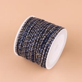 Three-strand metallic cotton cord in blue, dark grey, and gold on a white spool - No.20 Grey Navy