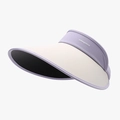 Lavender purple and beige wide brim sun visor with black UV coating and letter print - 23H046 Purple