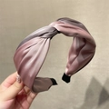 Elegant twisted satin headband in mauve and dusty pink with a knot design - Pink
