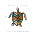 Colorful metal turtle wall art sculpture measures 9.0 by 9.8 inches for indoor decor - Large Colorful