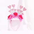 Detail of pink floral headband featuring glittery hearts and roses for Valentine's Day - No. 5 Pink Rose Heart Headband